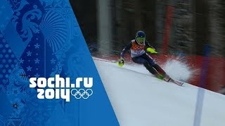 Alpine Skiing  Ladies Slalom  Run 1  Sochi 2014 Winter Olympics [upl. by Lucita803]