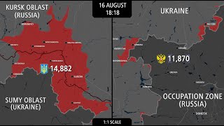 Ukraine Kursk Invasion amp Russian Advances Compared – Every Hour [upl. by Nnyrb]