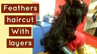 feather cut with layers💇how to cut feathers cut [upl. by Oiralih]