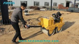 Fasta FVR600 walk behind double drum vibratory road roller compactor operating video [upl. by Yartnod153]