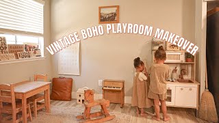 BOHO VINTAGE PLAYROOM MAKEOVER  IKEA PLAY KITCHEN HACK [upl. by Ydnic229]