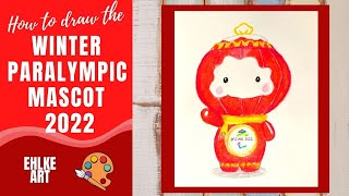 Draw the WINTER PARALYMPIC MASCOT 2022  Shuey Rhon Rhon [upl. by Yllehs]