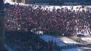 Thousands protest COVID vaccine mandates in Ottawa [upl. by Anisor]