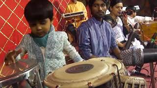 SOHAM GORANE CHILD TABLA ARTIST PLAYING TABLADHOLKIKACHHI DHOL ON SAIBHAJAN PROGRAM GOKAK KARNATAK [upl. by Poland]