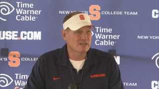 Training Camp Day 6 Coach Shafer Press Conference  Syracuse Football [upl. by Ardnaxila971]