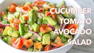 Salads Cucumber Tomato Avocado Salad Recipe  Natashas Kitchen [upl. by Derfliw137]