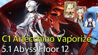 C1 Arlecchino Vaporize  Genshin Impact 51 Spiral Abyss Full Clear [upl. by Allebram]