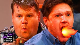 Niall Horan amp James Corden Take On HOT Wings [upl. by Acinomaj]