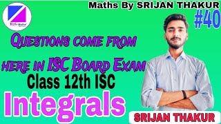 Evaluation of Definite integrals class 12th ISC  Important Questions Series [upl. by Korwin736]