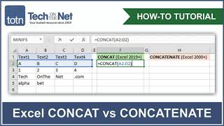 How to use the CONCAT function in Excel vs the CONCATENATE function [upl. by Stallworth]