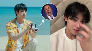 Jimmy Fallon Shock Cha Eunwoo Reaction To Seeing Bts Jin Suddenly Lose His Voice Singing Supertuna [upl. by Nanette186]