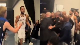 Ben Simmons gets into it with fan in tunnel and Dennis Schroder confronts him [upl. by Granniah]