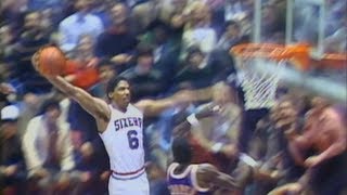 Dr J famous quotRock the Babyquot Cradle Dunk against the Lakers [upl. by Ahsyas]