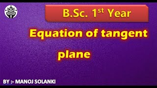 Equation of tangent plane for central conicoid  BSc 1st year [upl. by Ingalls709]