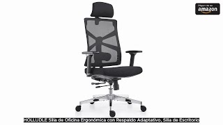 HOLLUDLE Silla de Oficina Ergonómica con Respaldo Adaptativo Silla de Escritorio de Alto Respaldo [upl. by Nnylkcaj]