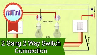 2 Gang 2 Way Switch Connection  Two Way Switch Wire Connection [upl. by Vina907]