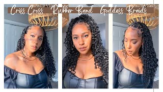 Criss Cross Rubber Band Goddess Braids  Toyotress [upl. by Yelrebmik447]