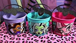 MONSTER HIGH MCDONALDS HAPPY MEAL HALLOWEEN BUCKETS FRANKIE DRACULAURA CLAWDEEN REVIEW VIDEO D [upl. by Nakasuji]