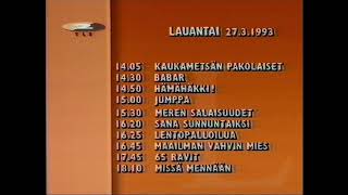 Yle TV2 27031993 Ohjelmalista  Kuulutus [upl. by Gnilyarg]