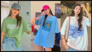 Oversized Tshirts Outfits Ideas for Girls ♡ [upl. by Haimehen63]