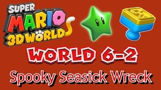 Super Mario 3D World  World 62 Spooky Seasick Wreck all collectables [upl. by Lyrac]