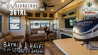 ULTRALUXURY Rear Living Fifth Wheel w Kitchen Island  Rockwood Signature 361RL [upl. by Barty145]