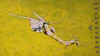 In the Kursk region an FPV drone struck a Russian Mi28 Helicopter [upl. by Garnett524]