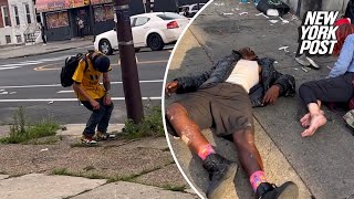 Shocking video shows zombielike addicts at ‘ground zero’ of Philadelphia’s ‘tranq’ epidemic [upl. by Tommy887]