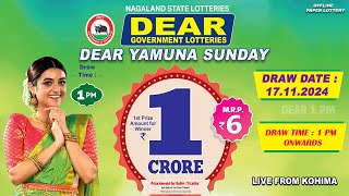 NAGALAND STATE DEAR 1 PM YAMUNA SUNDAY WEEKLY DRAW DATE 17112024 LIVE FROM KOHIMA [upl. by Lancelle]