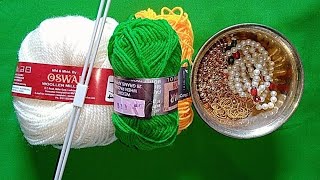 स्वेटर में मोती कैसे लगाएं। Sweater knitting with pearls [upl. by Marcello]