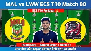 MAL vs LWW  MAL vs LWW Prediction  MAL VS LWW 80TH ECS T10 Portugal Match [upl. by Atteloj711]