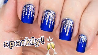 Easy New Years Eve Nails  Glitter Waterfall Last Minute Party Nail Art [upl. by Atinuahs]