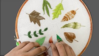 How to embroider leaves 10 ways  Easiest leaf stitch tutorial [upl. by Antonietta]