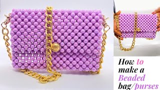 HOW TO MAKE A BEADED BAG PURSESEASIEST WAY TO MAKE A BEADED BAGHOW DO YOU MAKE A DIY BEAD BAG [upl. by Lora]