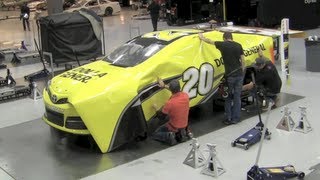 How NASCAR race cars get their color  Matt Kenseths Dollar General Toyota Camry wrap [upl. by Devondra]