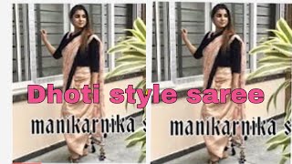 Dhoti style saree tutorialsareetutorialdhoti saree style [upl. by Valoniah]