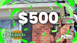 Klogged Gutter Promo win up to 7500 in free lifetime clog free guaranteed guttering [upl. by Eikcin]