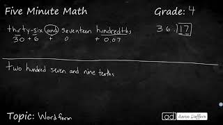 4th Grade Math Word Form [upl. by Evania]