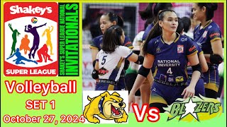 NU LADY BULLDOGS VS ST BENILDE LADY BLAZERS SET 1 SHAKEYS SUPER LEAGUE October 27 2024 [upl. by Nido]