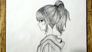 anime drawing girl easy anime drawing sketch girl anime drawing girl [upl. by Alyar]