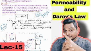 Darcys Law and Permeability ⛓️Lec15⛓️ Soil Mechanics notes☝️easycivilassam automobile [upl. by Irafat]