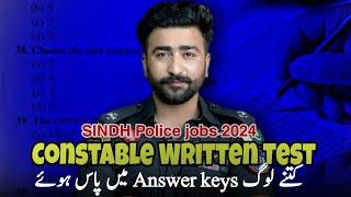 Answer Keys Results of Police Constable Written Test  sindh Police jobs 2024 [upl. by Madriene]