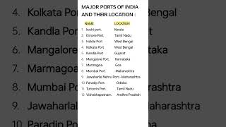 Major ports of India and their location english country gk rrb exam [upl. by Lennaj768]