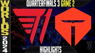 T1 vs TES Highlights Game 2  LoL Worlds 2024 Knockouts Quarterfinals  T1 vs TOP Esports G2 [upl. by Eleen]