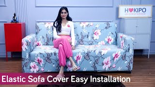 HOKIPO Stretchable Elastic Sofa Cover Installation [upl. by Sadira]