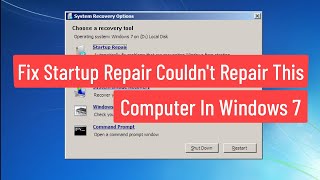 Fix Startup Repair Couldnt Repair This Computer In Windows 7  Fix System Recovery Option Windows 7 [upl. by Kcinnay]