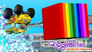 Rainbow Obstacle Course  Monster Trucks  Nursery Rhymes  Go Super Trucks [upl. by Enneirb]