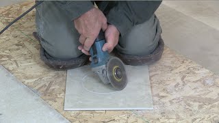 How To Cut A Floor Tile Circle For Toilet Flange [upl. by Nilad]