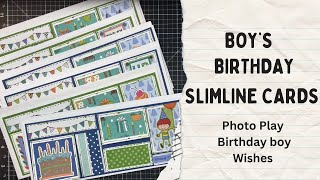 Create 6 slimline cards for a boy’s birthday  Photo Play [upl. by Armbrecht]