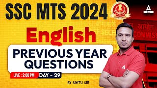 PYQs English Class For SSC MTS New Vacancy 2024 by Sintu Sir 30 [upl. by Paapanen]